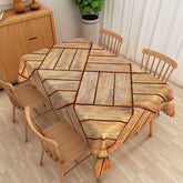 Aperturee Rustic Farmhouse Tablecloth with Brown Wood Grain Stripe Pattern, for Cabin and Country Style Kitchen Decor